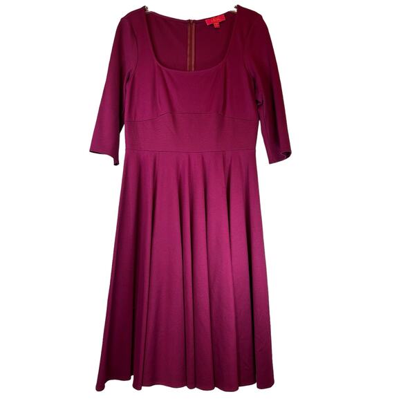 LaVia 18 Cranberry Knit Fit and Flare Dress - Size 46 EU - US 16 - Picture 13 of 13